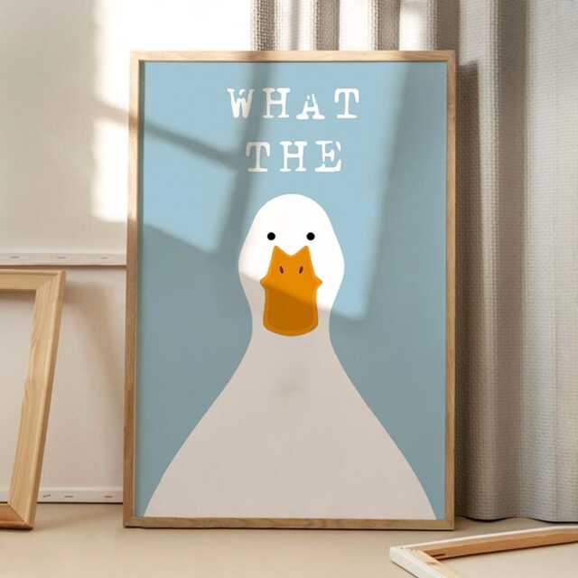 What The Duck Art Canvas Poster, Cartoon Wall Art, Funny Aesthetic Decor, Retro Home Printed Gift - image 1