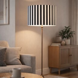 Handmade Black & White Stripe Drum Lampshade Ceiling, Table, Pendant Modern Contemporary - thumbnail 2