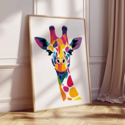 Colorful Giraffe Poster, Abstract Animal Art, Bright & Bold Portrait, Modern Wildlife Art Print, Vibrant Decor - thumbnail 2