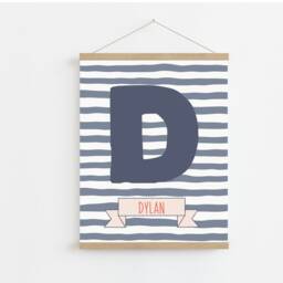 Nautical Alphabet Nursery Canvas Print, Ocean Animals, Kids Decor - thumbnail 3
