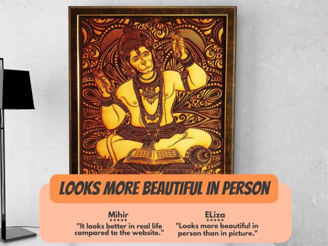 Hanuman With Sita Ram - Best For Living Room To Protect From Evil Eyes & Negativity Large Wood Carved Wall Art Home Decor Hanging - image 1