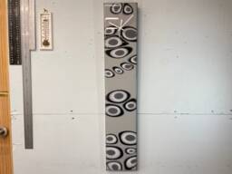 Narrow Grey Black & White Rectangular Abstract Resin Wall Clock, Long Modern Unusual Home Decor - thumbnail 1