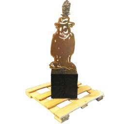 Gold Ninja Sculpture On Wood Pedestal Miniature Statue Mini Art Handmade Work Metal Desk Free Shipping - thumbnail 3