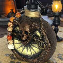 Handmade Pirate Flask With Skull, Renaissance Faire Accessory - thumbnail 2