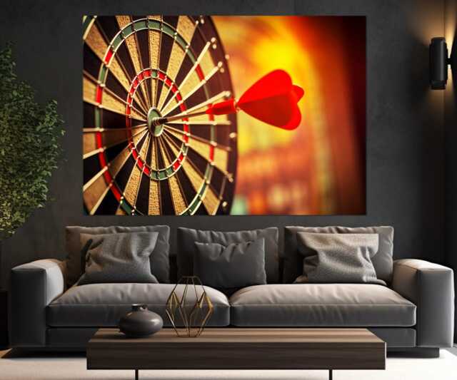 Darts Canvas Print, Player Gift, Wall Art, Business Sports Bar Decor, Motivational Framed & Ready To Hang - image 1