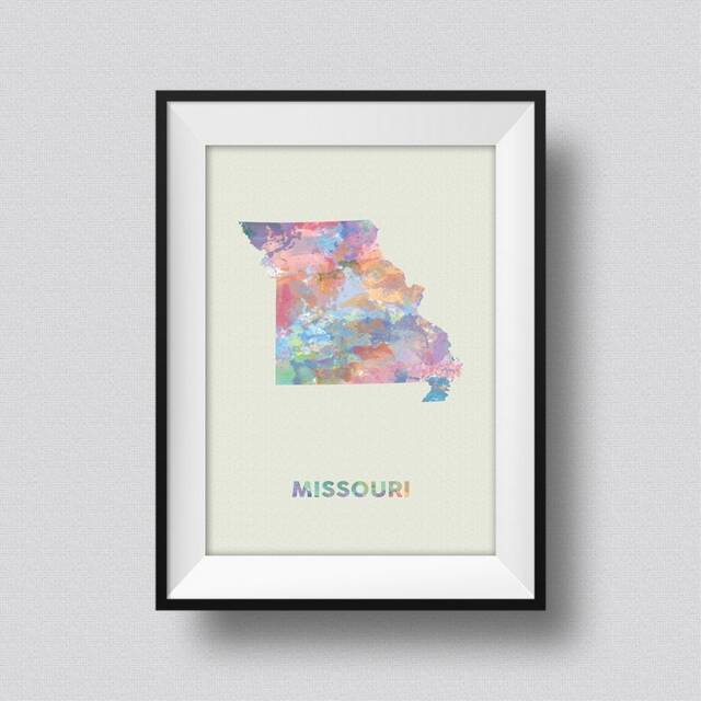 Missouri Map Usa Watercolor Art Print Ink Splash Poster Canvas