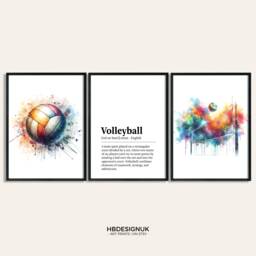 Volleyball Poster Print - Set Of 3 Pictures - Volley Ball Watercolour Posters Player Gifts Decor Prints Gift Wall Art - thumbnail 1
