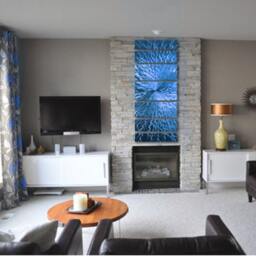 Large Abstract Metal Wall Art Blue Aluminum Panels, Modern Sculpture - thumbnail 4