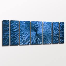 Large Abstract Metal Wall Art Blue Aluminum Panels, Modern Sculpture - thumbnail 3