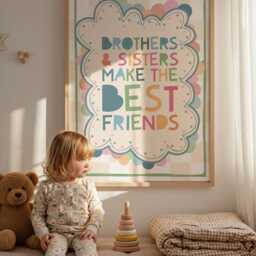 Brothers & Sisters Make The Best Friends Print, Brother Sister Decor, Sibling Wall Art, Twins Posters, Nursery Bedroom Boho - thumbnail 2