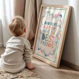 Brothers & Sisters Make The Best Friends Print, Brother Sister Decor, Sibling Wall Art, Twins Posters, Nursery Bedroom Boho - thumbnail 3