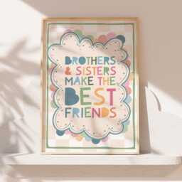 Brothers & Sisters Make The Best Friends Print, Brother Sister Decor, Sibling Wall Art, Twins Posters, Nursery Bedroom Boho - thumbnail 1