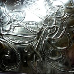 Bathroom Mirror With Squid Design.arts & Crafts Style Pewter Work - thumbnail 2