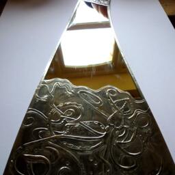 Bathroom Mirror With Squid Design.arts & Crafts Style Pewter Work - thumbnail 3
