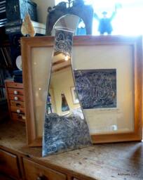 Bathroom Mirror With Squid Design.arts & Crafts Style Pewter Work - thumbnail 1