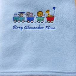Baby Blanket Personalised With Animal Train - thumbnail 3