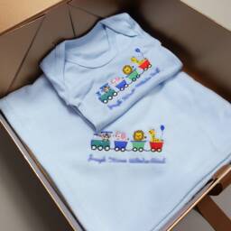 Baby Blanket Personalised With Animal Train - thumbnail 4