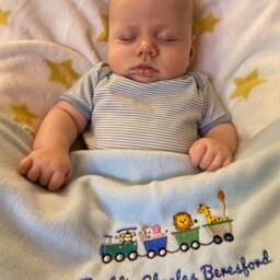 Baby Blanket Personalised With Animal Train - thumbnail 2