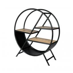 Esha Levin Industrial Style Antique Reclaimed Metal Black Round Shelves Open Bookcase For Living Room Study Hallway Furniture - thumbnail 3