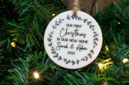 First Christmas in Our New Home Ornament Personalised Decoration - Round Ceramic Personalized Ornaments Secret Santa Bauble - thumbnail 1
