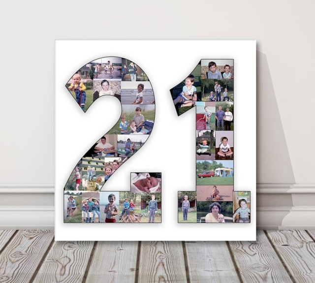Number Photo Collage Canvas Print, Birthday Anniversary Gift - image 1