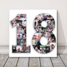 Number Photo Collage Canvas Print, Birthday Anniversary Gift - thumbnail 2