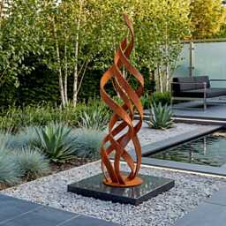 Rustic Metal Flame Sculpture Abstract Steel Art For Garden - thumbnail 4
