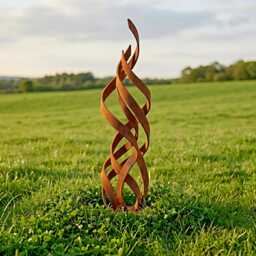 Rustic Metal Flame Sculpture Abstract Steel Art For Garden - thumbnail 1