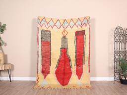 Vintage Yellow Boujaad Rug, Authentic Moroccan Rug 4x6 Ft - thumbnail 1