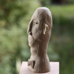 Male Head, Art Object, Sculpture Made Of Fine Stoneware, White Ceramic, Hand-Shaped, Carved, Painted, Frost-Resistant - thumbnail 2