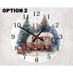 Winter Campervan Holiday Glass Wall Clock Festive Home Decor - thumbnail 3