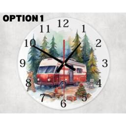 Winter Campervan Holiday Glass Wall Clock Festive Home Decor - thumbnail 2