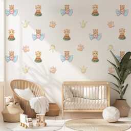 Princess Nursery Wall Decals Teddy Bear Stickers Baby Girl Decor Cute Animal Neutral - thumbnail 3