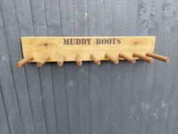 Personalised Welly Rack/ Boot Holder Wall Mounted Wooden Muddy Boots 2 3 4 5 6 Pairs Heavy Duty - thumbnail 1