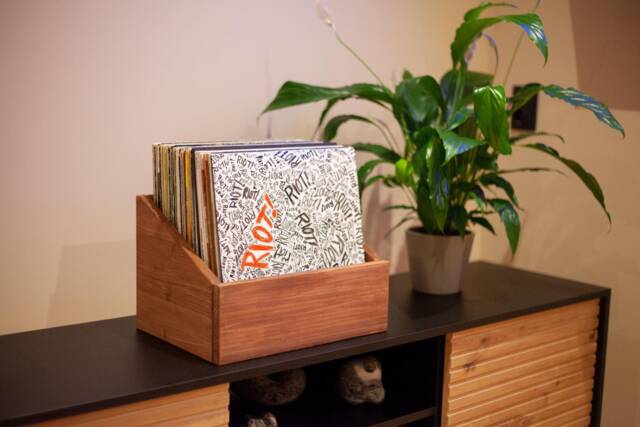 Handmade Wooden Vinyl Record Storage Box, Lp Album Organizer - image 1