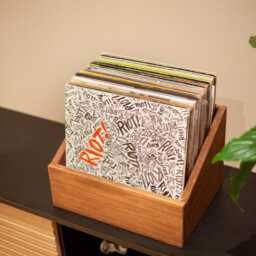 Handmade Wooden Vinyl Record Storage Box, Lp Album Organizer - thumbnail 4