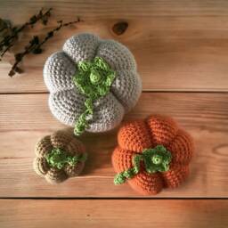 Handmade Crochet Pumpkins - Set Of 3 Autumn Home Decor - thumbnail 3