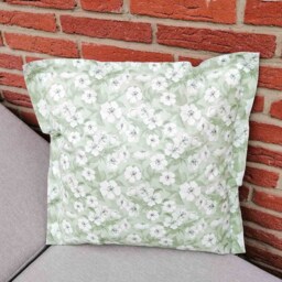 Outdoor Cushion Green With White Flower Tendrils - in 3 Sizes/Garden - thumbnail 2