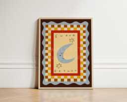 Shine Bright Moon Nursery Wall Art, Whimsical Kids Room Decor Print, Celestial Baby Gender Neutral Nursery, Bedroom, Unframed - thumbnail 1