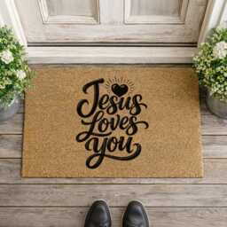 Jesus Loves You Faith Gift - Durable Outdoor Welcome Mat Unique Rug - thumbnail 2