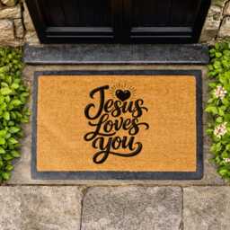 Jesus Loves You Faith Gift - Durable Outdoor Welcome Mat Unique Rug - thumbnail 4