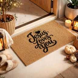 Jesus Loves You Faith Gift - Durable Outdoor Welcome Mat Unique Rug - thumbnail 3