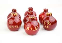 Wedding Favors, Handmade Ceramic Pomegranate, Red Ceramic, Pomegranate Vase, Ceramics & Pottery, Wedding Favor Box - thumbnail 1
