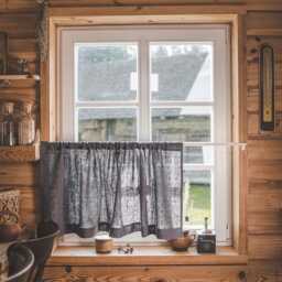 Handmade Linen Caf?? Curtain - Rustic Heavyweight Natural For Kitchen Window Styling, Dining Room Spaces & Custom Size Interior - thumbnail 2