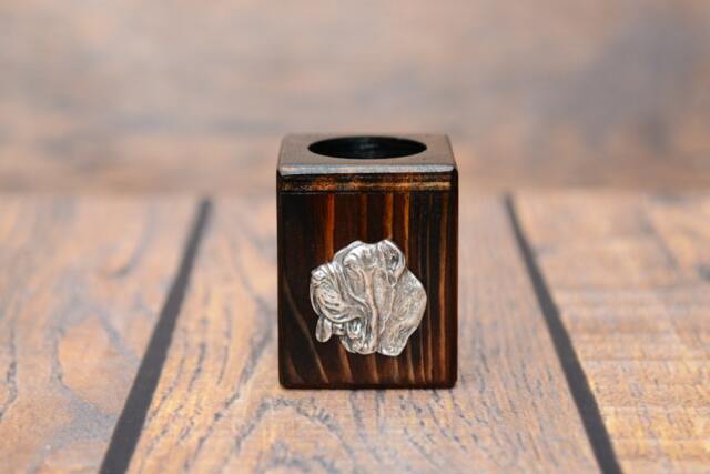 Neapolitan Mastiff - Wooden Candlestick With Dog, Souvenir, Decoration, Limited Edition, Collection - image 1