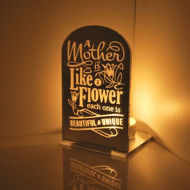 Mother's Are Like Flowers - Mirror Perspex Tea Light Candle Holder Mum/Mother's Day Gift - image 1