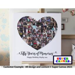 Custom Birthday Mum Dad Friend Daughter Husband Wife Grandad Nana Heart Shape Photo Picture Collage Framed Canvas Print Gift - thumbnail 2