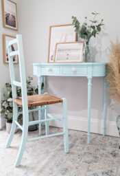 Compact/Petite Light Blue Country Cottage Style Dressing Table/Writing Desk & Chair Set - thumbnail 1