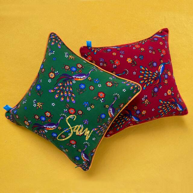 Personalised Cushion, Soft Cotton Floral Birthday Gift For Her, Cotton Anniversary - image 1