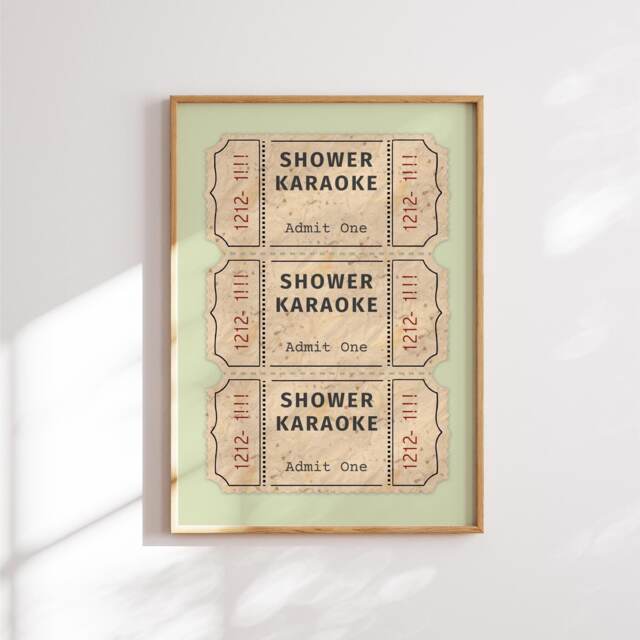 Lime Cream Wall Art Shower Karaoke Poster For Bathroom, Funny Unframed Prints, Bright Trendy Home Decor - image 1